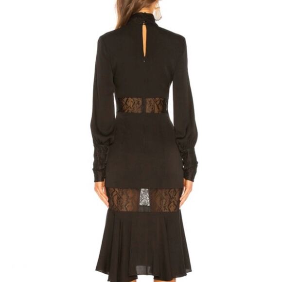 Milly Arianna Python Lace Dress Black Midi Long Sleeve Cocktail Party Size 4 - Picture 14 of 15